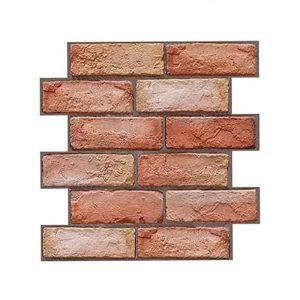 NewYorkWall, trójwymiarowe naklejki ścienne z efektem pomarańczowej cegły (10 szt.)